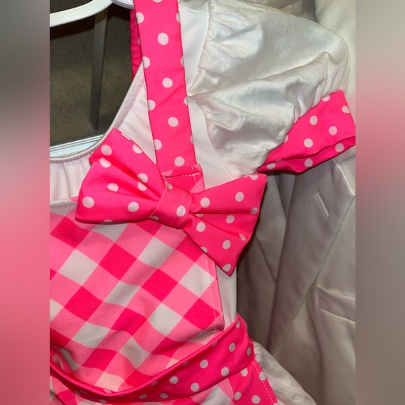 XSC WEISSMAN White & Pink Polka Dot Dance Wear Costume Apron Dress NWOT - Picture 3 of 12